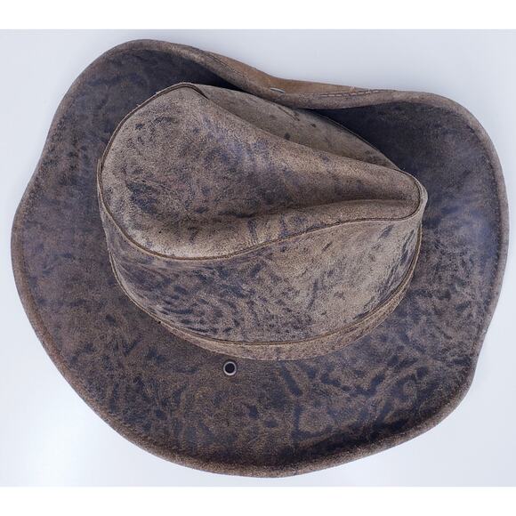 Vintage Henschel Coyote Leather Outback Style Hat w/ Band Men's Size Medium - Picture 6 of 13
